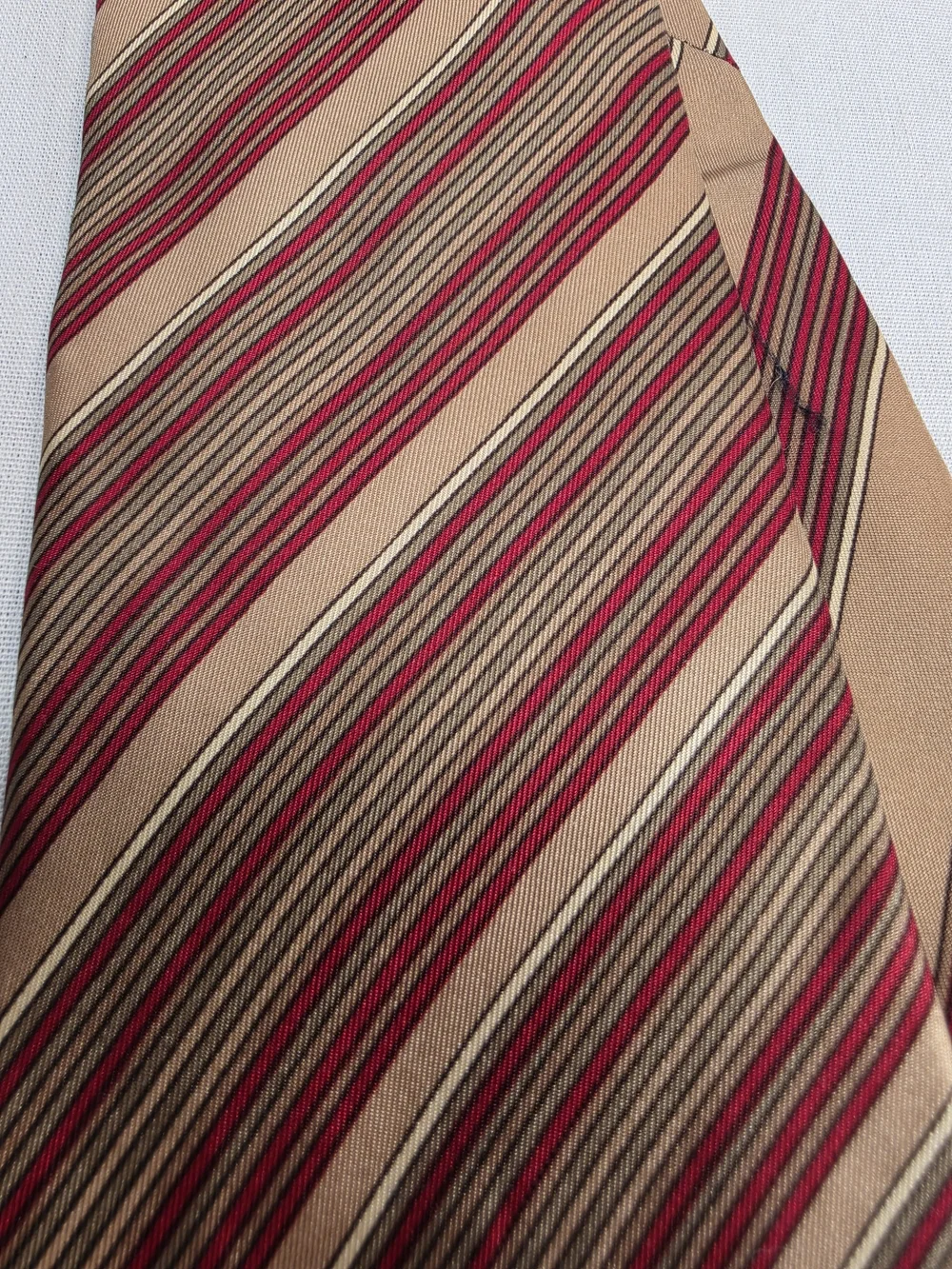 Dior Men's Vintage Striped Tie - Beige and Red